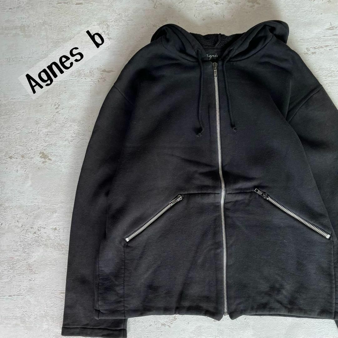 Agnes b 黒フルジップ パーカーフリーサイズブラックM1 Agnes b 黒フルジップ パーカーフリーサイズブラックM1
