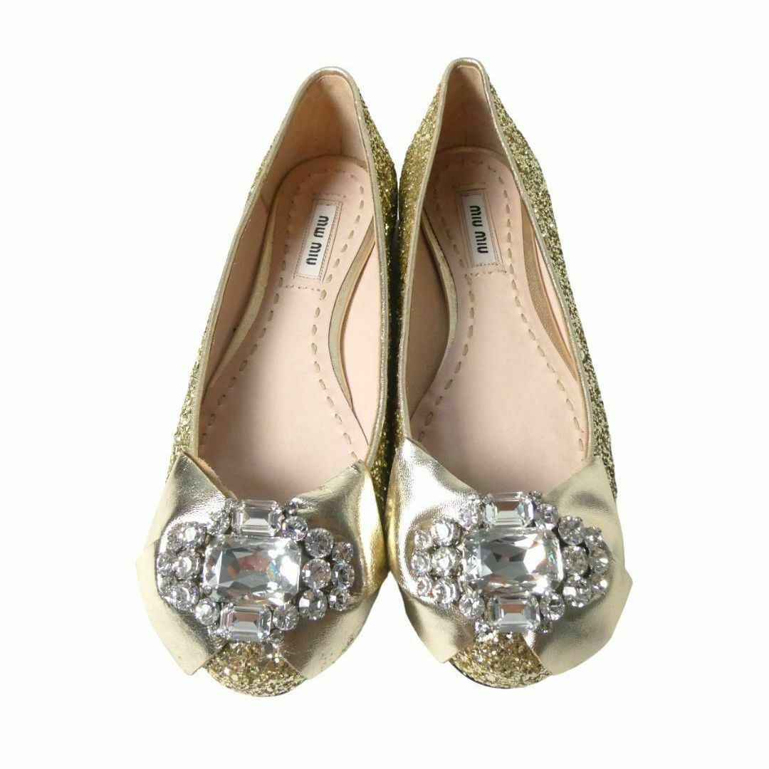 未使用 MIU MIU グリッター ラインストーン ぺたんこ フラット 未使用 MIU MIU グリッター ラインストーン ぺたんこ フラット