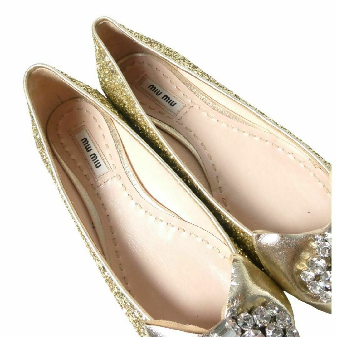 未使用 MIU MIU グリッター ラインストーン ぺたんこ フラット 未使用 MIU MIU グリッター ラインストーン ぺたんこ フラット