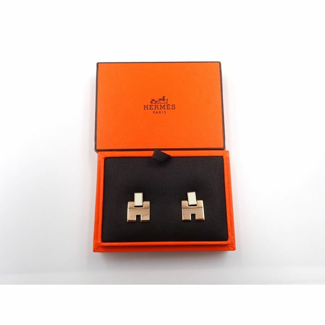HERMES - 【中古】 HERMES エルメス アイリーン ピアス 　ピンクゴールド　白