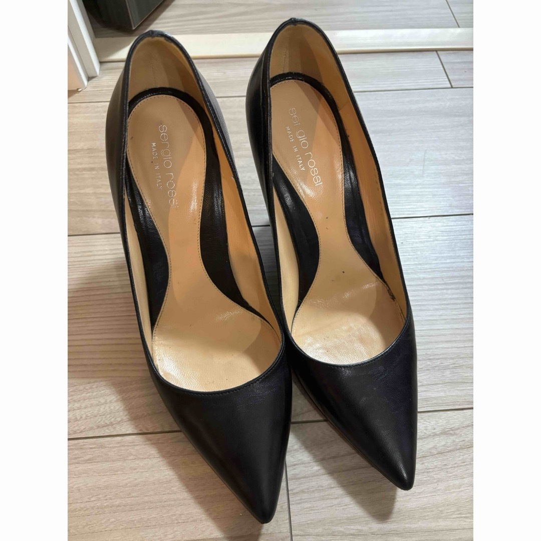 Sergio Rossi 黒 ウェッジヒール レザー ハイヒール ハイヒール Sergio Rossi 黒 ウェッジヒール レザー ハイヒール ハイヒール
