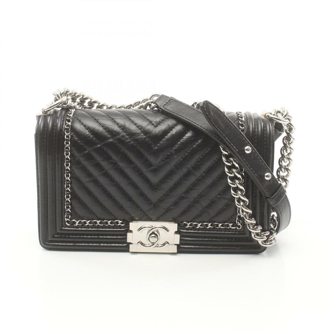 CHANEL - シャネル CHANEL ボーイシャネル Vステッチ シェブロン ショルダーバッグ バッグ エイジドカーフスキン レディース ブラック系 A67086 【中古】