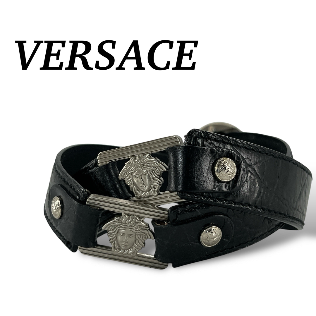 ヴェルサーチ GIANNI VERSACE ベルト メデューサ クロコ型押し 黒 ヴェルサーチ GIANNI VERSACE ベルト メデューサ クロコ型押し 黒