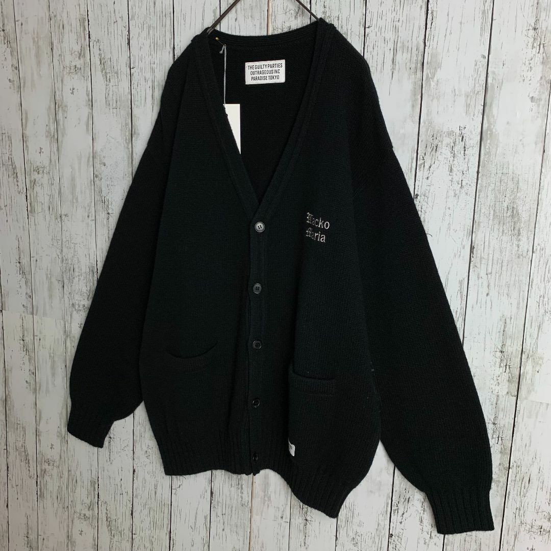 【入手困難モデル】ワコマリア☆ワンポイント刺繍ロゴ入りカーディガン/2338 入手困難モデル】ワコマリア☆ワンポイント刺繍ロゴ入り