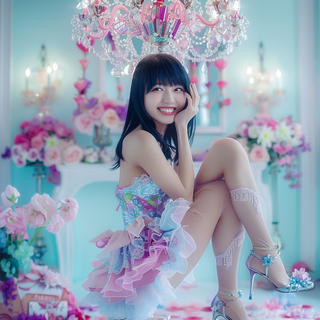 【No.3アイドル】絵　写真プリント　フチ無し　1:1 Midjourney(絵画/タペストリー)