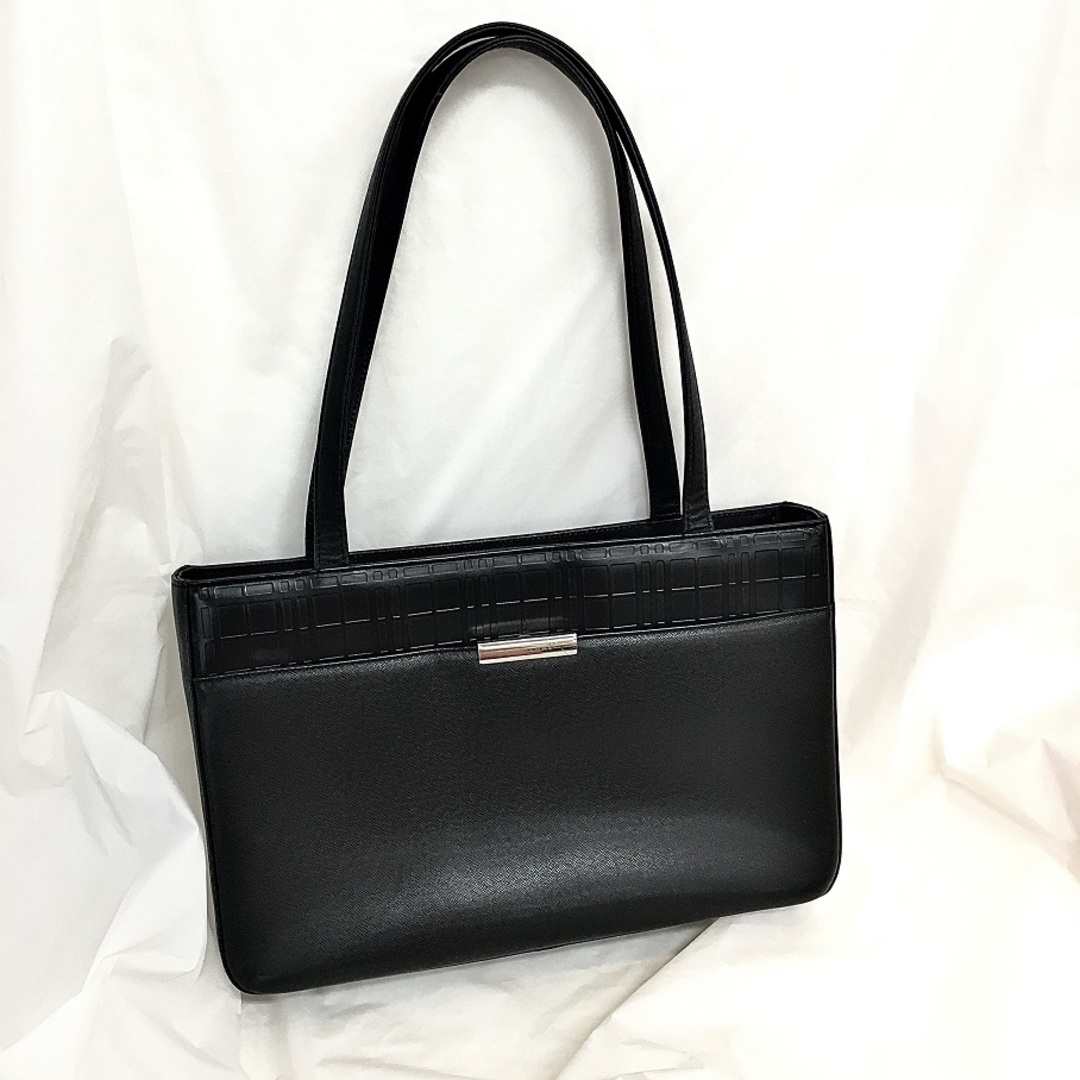BURBERRY - BURBERRY バーバリー ブラック ハンドバッグ ビジネス レザー プレート レディース【7852-004】