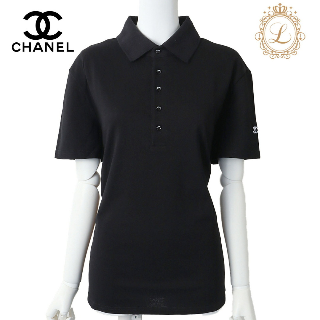 返品可】CHANEL シャネル ココマーク ロゴボタン ポロシャツ T 返品可】CHANEL シャネル ココマーク ロゴボタン ポロシャツ T