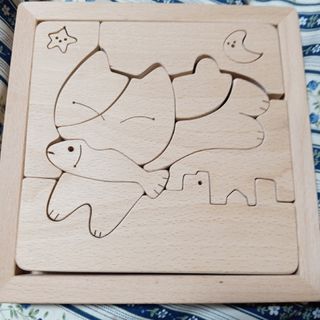 木遊舎激安木目パズル１匹のネコ(知育玩具)