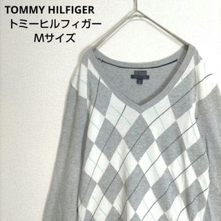 TOMMY HILFIGER - TOMMY HILFIGER　トミーヒルフィガー　ニット　アーガイル　グレー　Ｍ