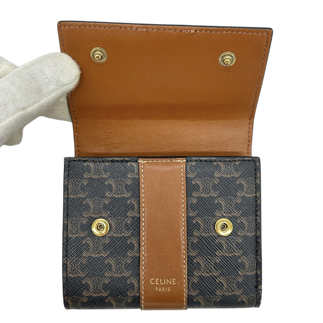 美品‼︎】セリーヌ スモールトリフォールド 折り財布 ブラウン 美品‼︎】セリーヌ スモールトリフォールド 折り財布 ブラウン