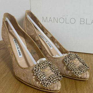 MANOLO BLAHNIK - MANOLO BLAHNIK ハンギシ パンプス 36 23㎝ ピンク　ベージュ