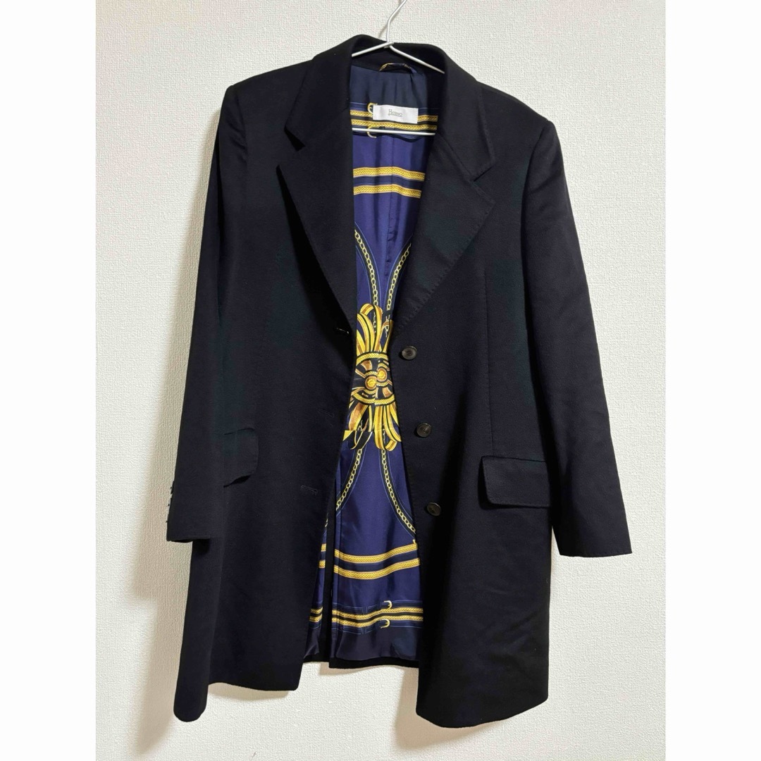 HERNO 最高級カシミヤ100% 裏地総柄 チェスターコート 黒 HERNO 最高級カシミヤ100% 裏地総柄 チェスターコート 黒