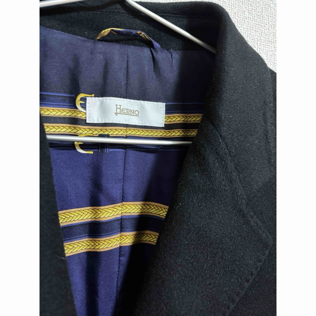 HERNO 最高級カシミヤ100% 裏地総柄 チェスターコート 黒 HERNO 最高級カシミヤ100% 裏地総柄 チェスターコート 黒