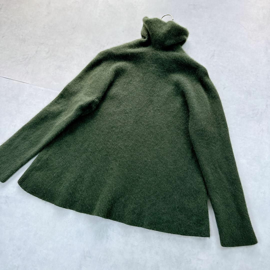 最新コレックション バトナー カシミヤ/フォックス混 カーキ ニット ハイネック セーター サイズ1 トップス