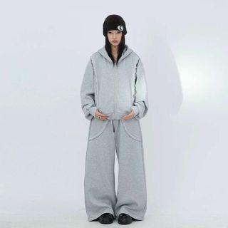 PAMEO POSE セパレートスプレイフーディレイヤードパーカーグレー