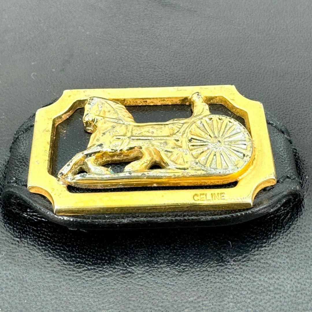 極美品 セリーヌ ショルダーバッグ 馬車金具 レザー ゴールド