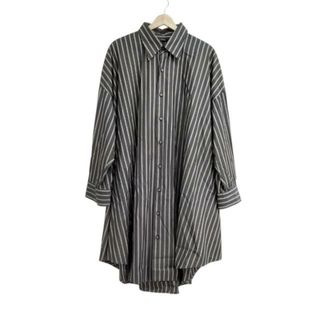 リミフゥ(LIMI feu)のLIMI feu(リミフゥ) ワンピース サイズ2 M レディース美品  - ダークブラウン×白×レッド レギュラーカラー/長袖/ロング/ストライプ/シャツワンピ(その他)