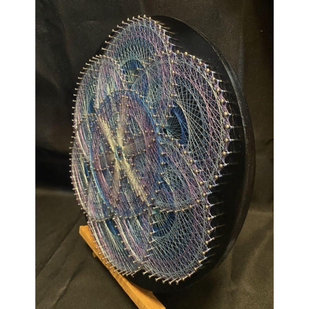 糸掛けアート 糸掛け曼荼羅 ストリングアート 紫陽花曼荼羅の 糸掛けアート 糸掛け曼荼羅 ストリングアート 紫陽花曼荼羅の