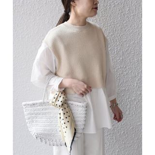 シップス(SHIPS)のSHIPS シップス 手洗い可能 ７分袖シャツ ニットベストコンビ ナチュラル(シャツ/ブラウス(長袖/七分))