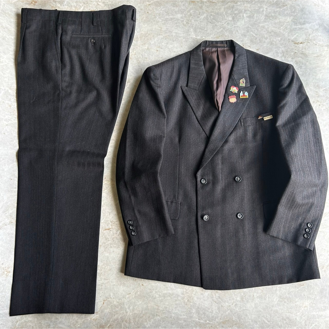 VINTAGE - 90's ピンズ使用 ブラウンカラーセットアップ ダブル VINTAGE - 90's ピンズ使用 ブラウンカラーセットアップ ダブル