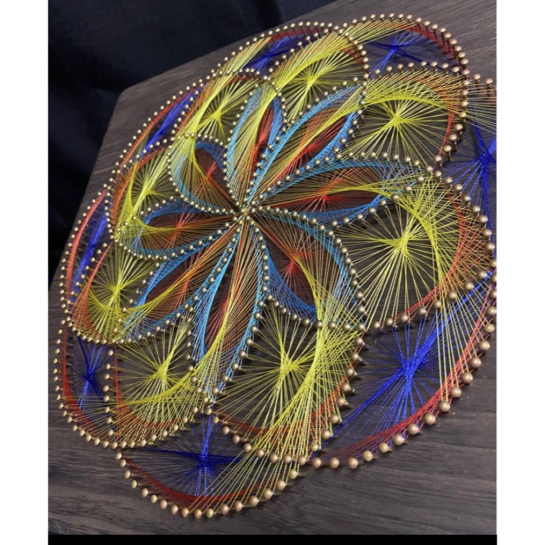 糸掛けアート 糸掛け曼荼羅 ストリングアート 8円模様◯の通販 糸掛けアート 糸掛け曼荼羅 ストリングアート 8円模様◯の通販