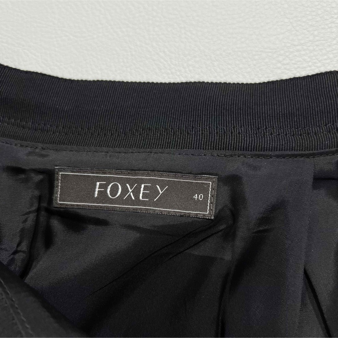 美品 Foxey フォクシー フレアスカート シルクスカート ブラック 40