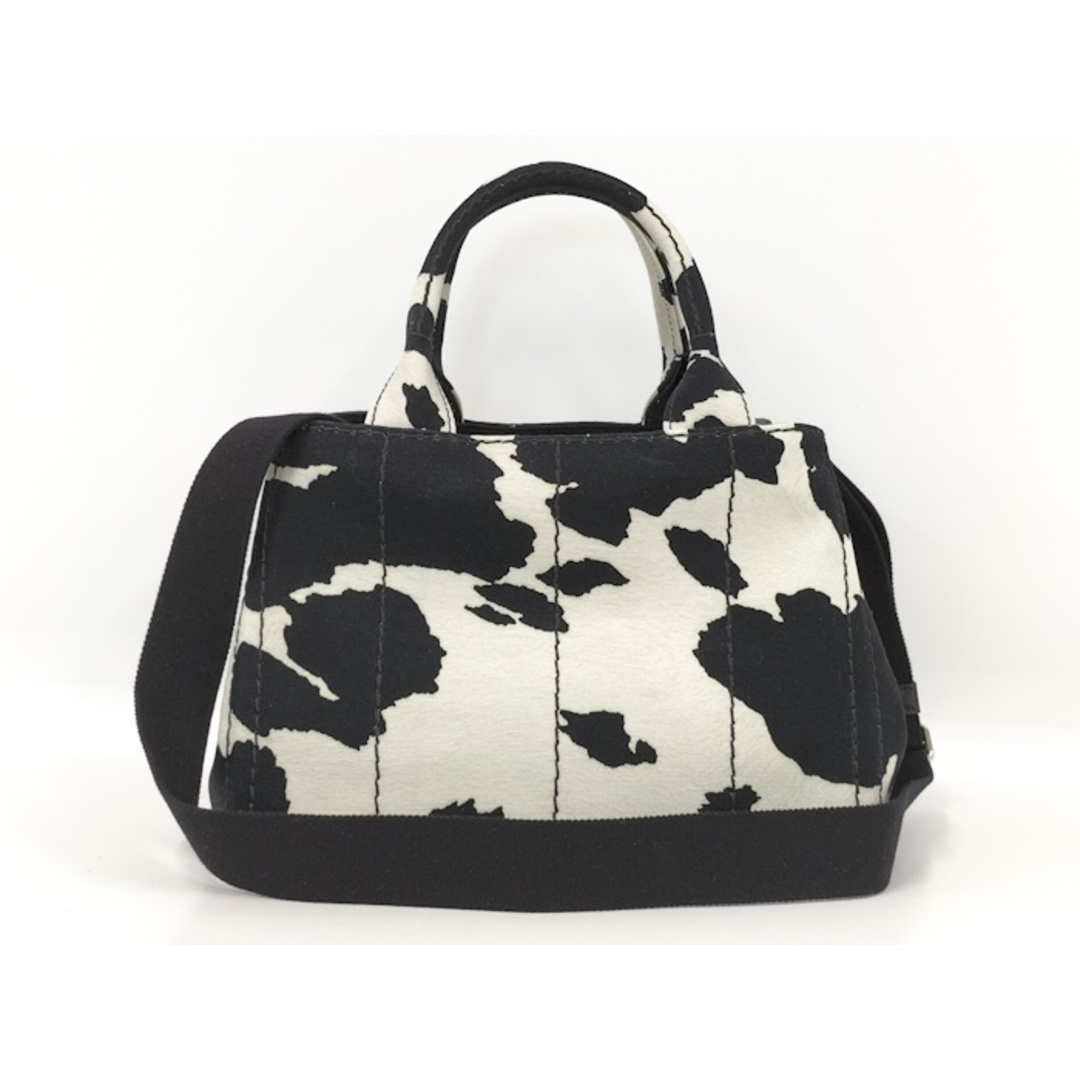 PRADA - PRADA カナパ 2WAY ショルダーバッグ キャンバス 牛柄 PRADA - PRADA カナパ 2WAY ショルダーバッグ キャンバス 牛柄