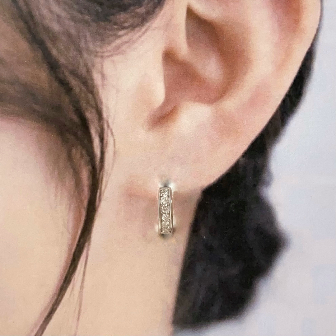 専用です』天然 ダイヤモンド フープピアス 計0.24ct K18WG 専用です』天然 ダイヤモンド フープピアス 計0.24ct K18WG