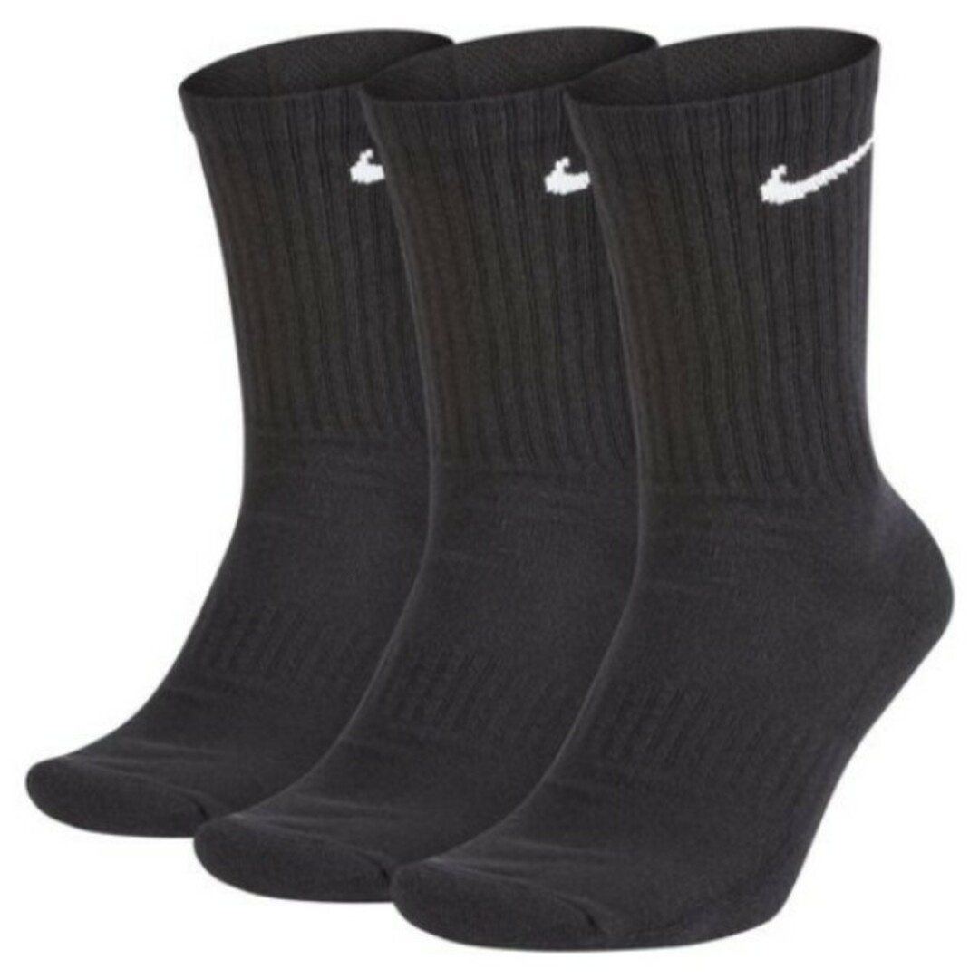 NIKE - 新品未使用 NIKE クルーソックス 黒 3足セット 25~27cm NIKE - 新品未使用 NIKE クルーソックス 黒 3足セット 25~27cm