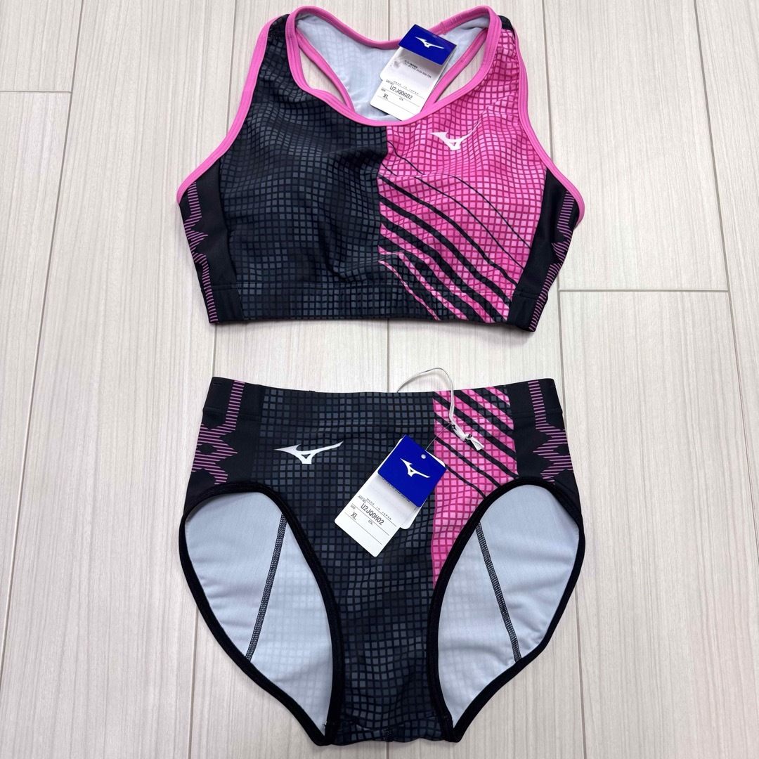 ミズノ 女子陸上ユニフォーム上下 XLサイズ ピンク×ブラック 新品 ミズノ 女子陸上ユニフォーム上下 XLサイズ ピンク×ブラック 新品