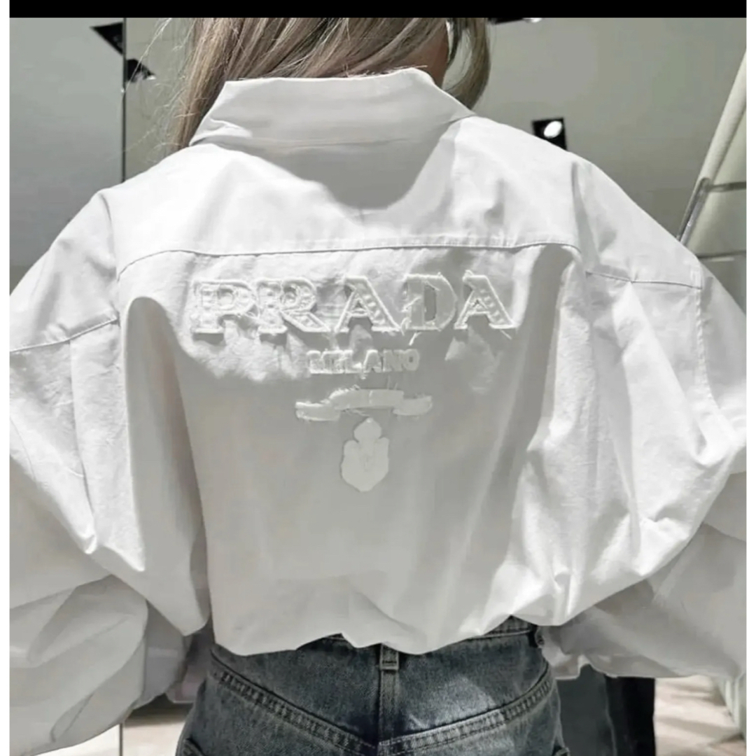 PRADA プラダ エンブロイダリー ポプリン シャツ PRADA プラダ エンブロイダリー ポプリン シャツ