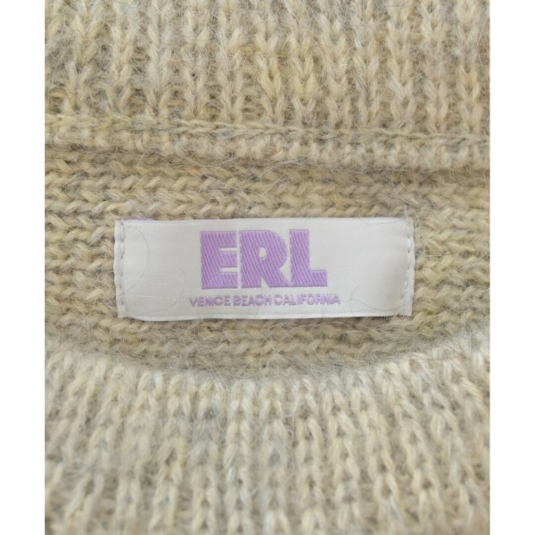 ERL イーアールエル ニット・セーター S ベージュx茶 ERL イーアールエル ニット・セーター S ベージュx茶