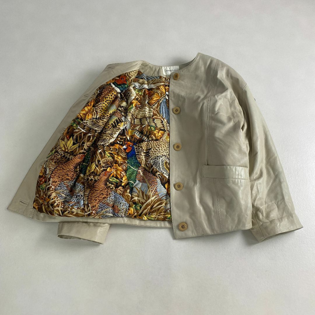 お礼や感謝伝えるプチギフト VINTAGE - 裏地 羊革 レザー ノーカラージャケット ヴィンテージ ジャケット・アウター
