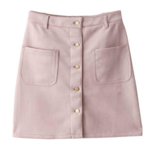 グレイル(GRL)の【美品】♡フロントボタン スエード 台形スカート ピンク♡(ミニスカート)