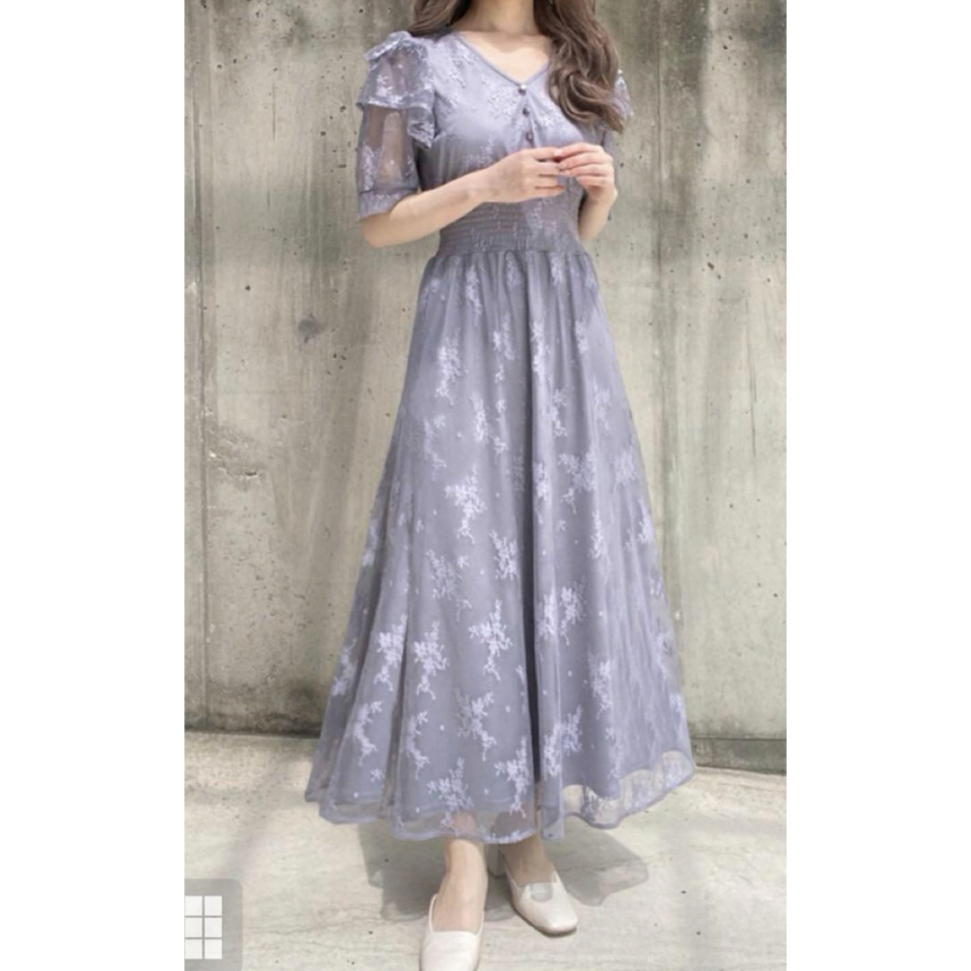 GRL(グレイル)のGRL 花柄レースダブルフリルフレアワンピース [tg609]   レディースのワンピース(ロングワンピース/マキシワンピース)の商品写真