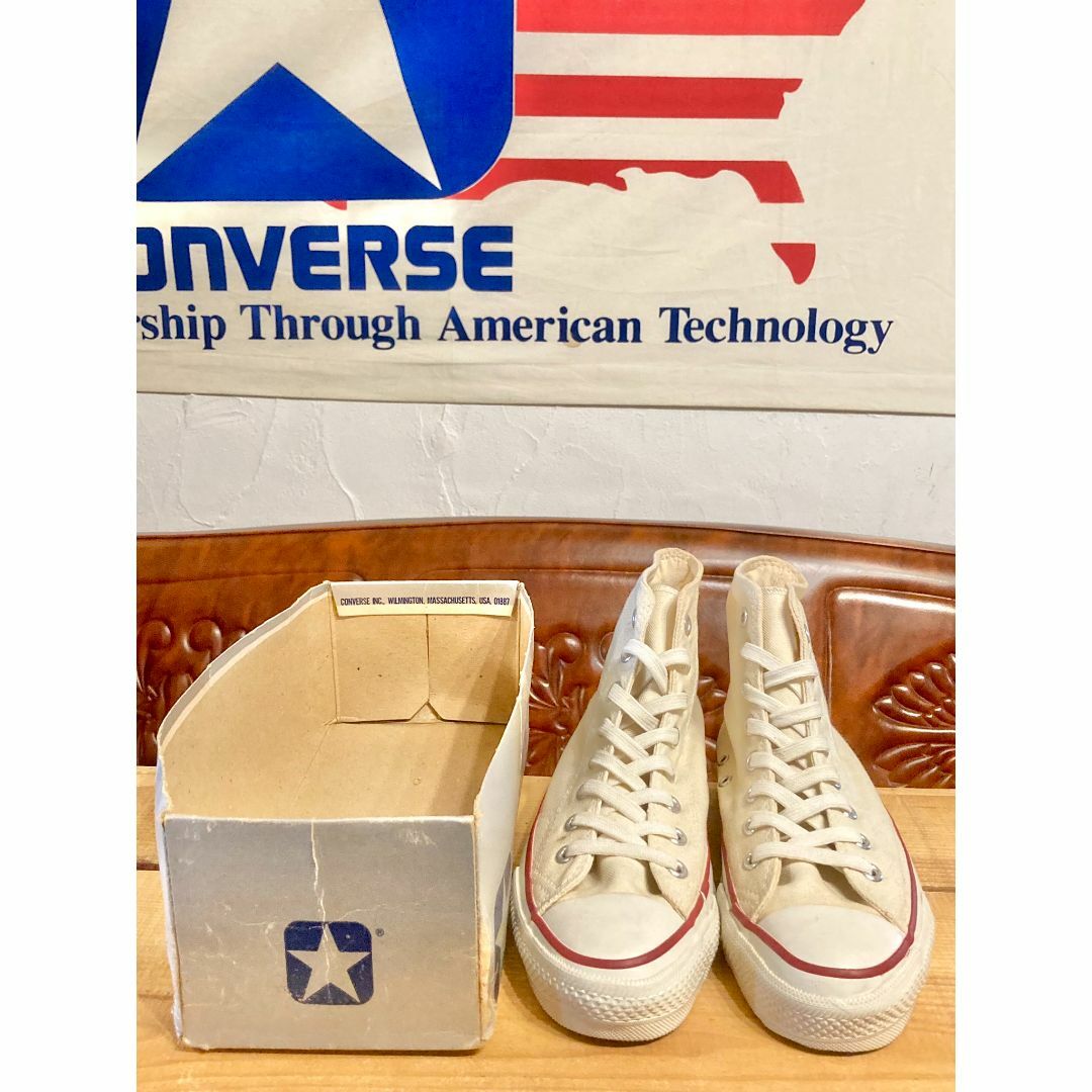 CONVERSE - ☆80s!USA!コンバース オールスター 生成り 銀箱 CONVERSE - ☆80s!USA!コンバース オールスター 生成り 銀箱