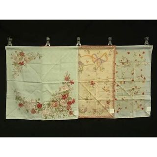 ニナリッチ(NINA RICCI)の■極美品■ NINA RICCI ニナリッチ コットン100% フラワー 花 ハンカチ ベージュ系×ピンク系×グリーン系 3点セット DF9489(財布)