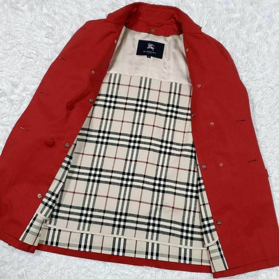 BURBERRY - 美品 M バーバリー トレンチ コート 赤 ノバチェック BURBERRY - 美品 M バーバリー トレンチ コート 赤 ノバチェック