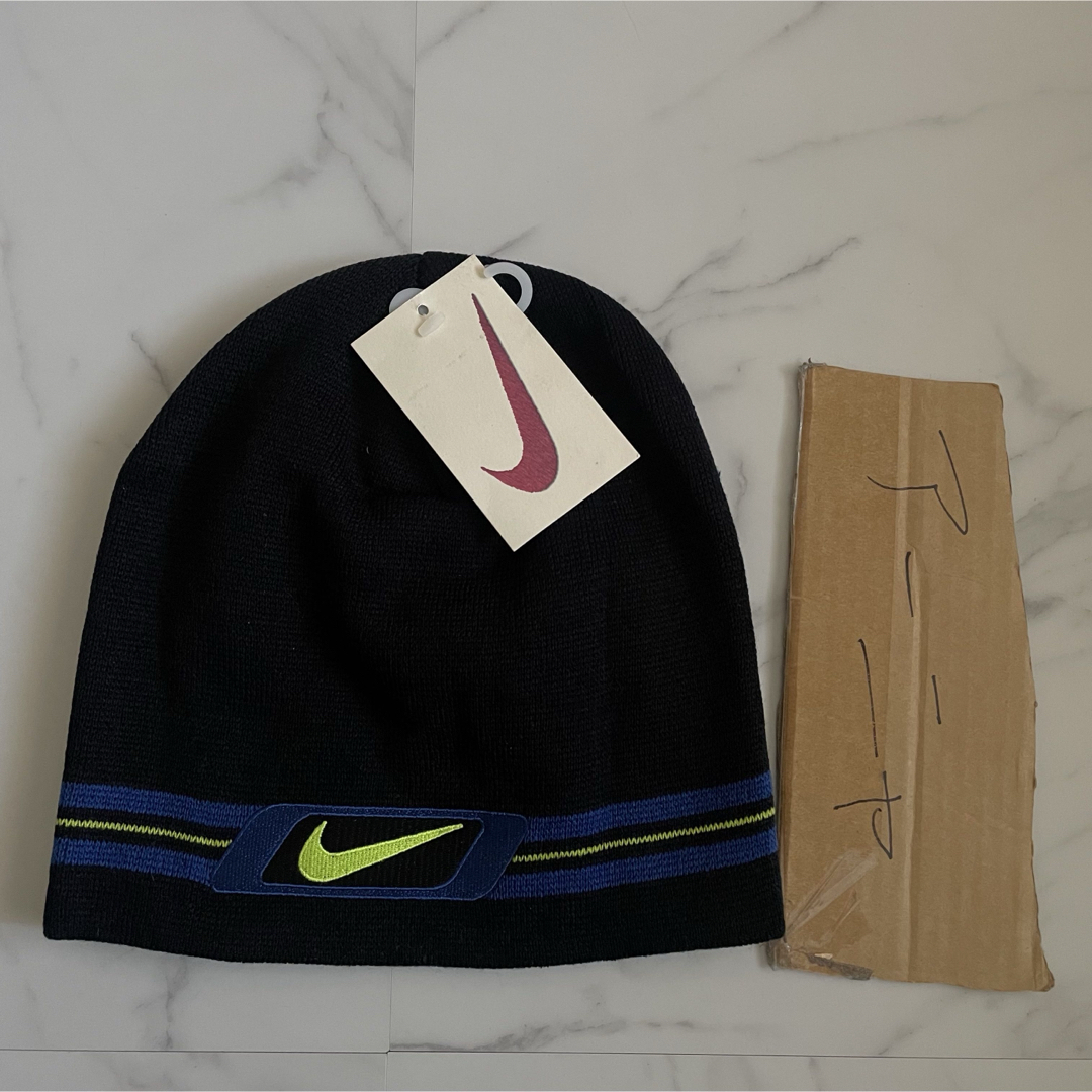 NIKE - nike ビーニー ニット帽 ナイキ 90s デッドストック 黒 NIKE - nike ビーニー ニット帽 ナイキ 90s デッドストック 黒