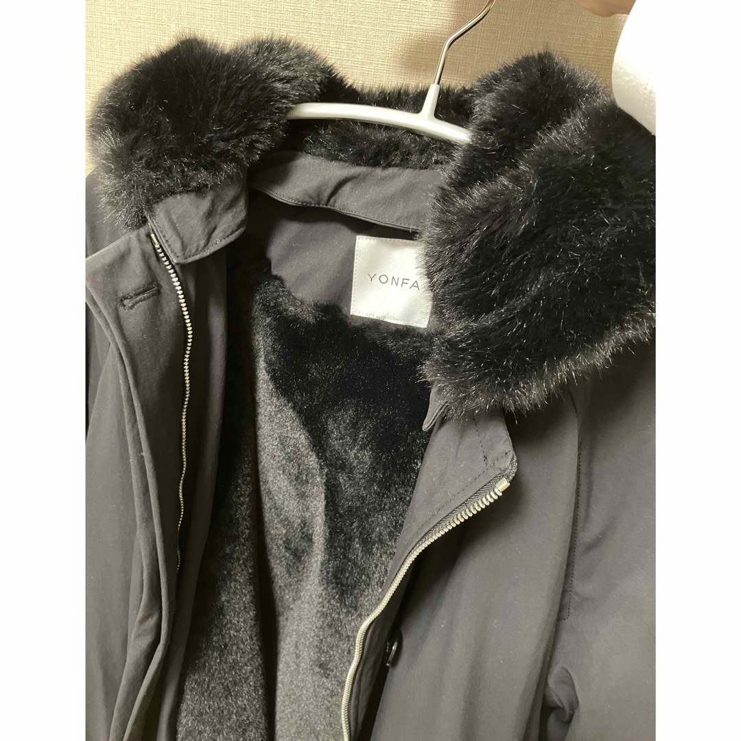 ☆ぴろ様専用☆yonfa パデットファーコート BLACK 黒 ☆ぴろ様専用☆yonfa パデットファーコート BLACK 黒