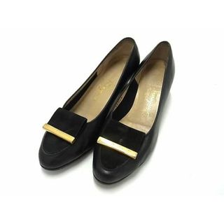 サルヴァトーレフェラガモ(Salvatore Ferragamo)の■美品■ Salvatore Ferragamo フェラガモ レザー×スエード  ヒール パンプス 表記サイズ5 1/2 (約23.0cm) 靴 ブラック系 DF6662(その他)