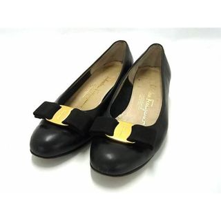 サルヴァトーレフェラガモ(Salvatore Ferragamo)のSalvatore Ferragamo フェラガモ ヴァラリボン レザー パンプス サイズ 6 (約23.5cm) 靴 シューズ ブラック系 DF5118(その他)