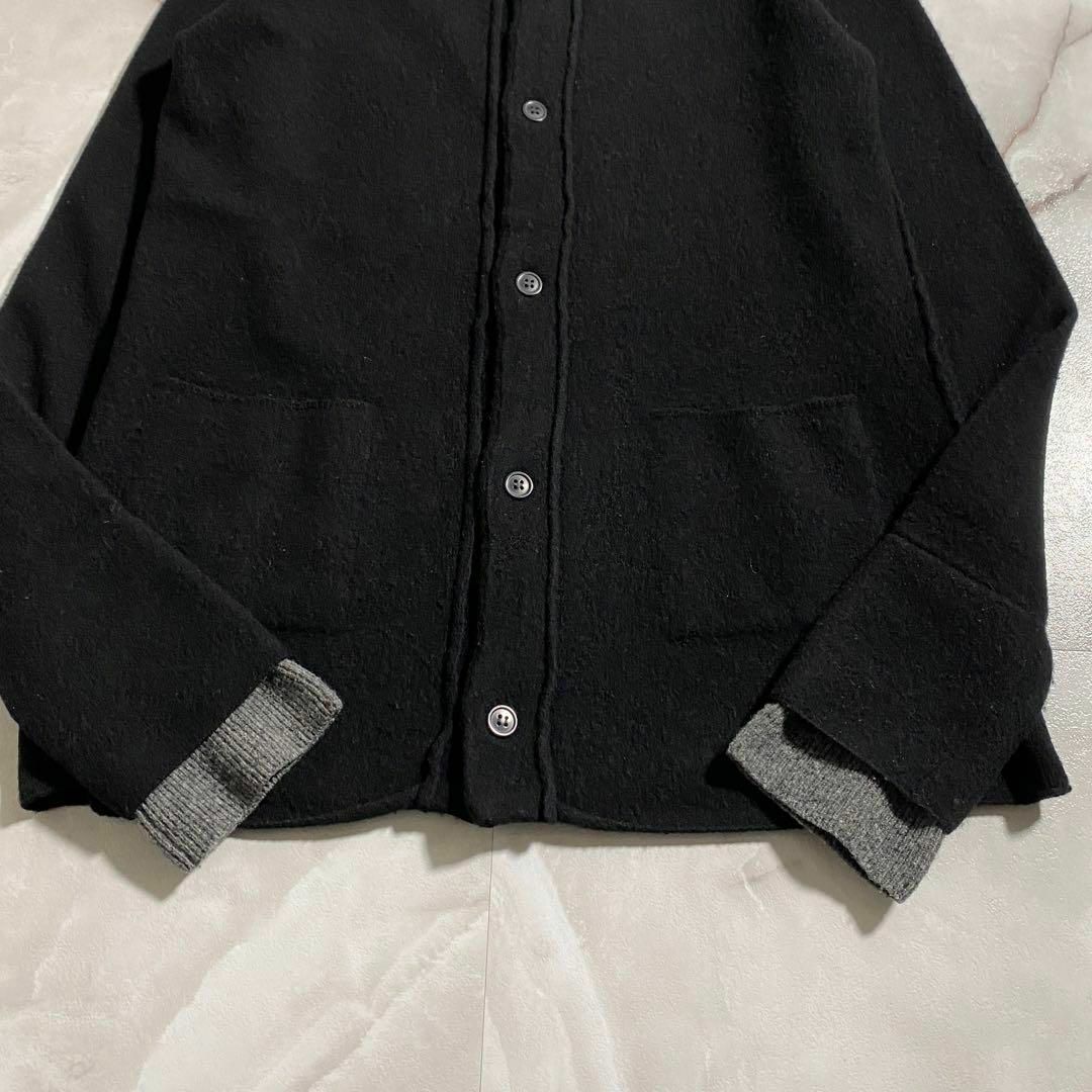 A14841 Y´s 10AW 縮絨ウールインサイドアウトカーディガン 黒2 A14841 Y´s 10AW 縮絨ウールインサイドアウトカーディガン 黒2