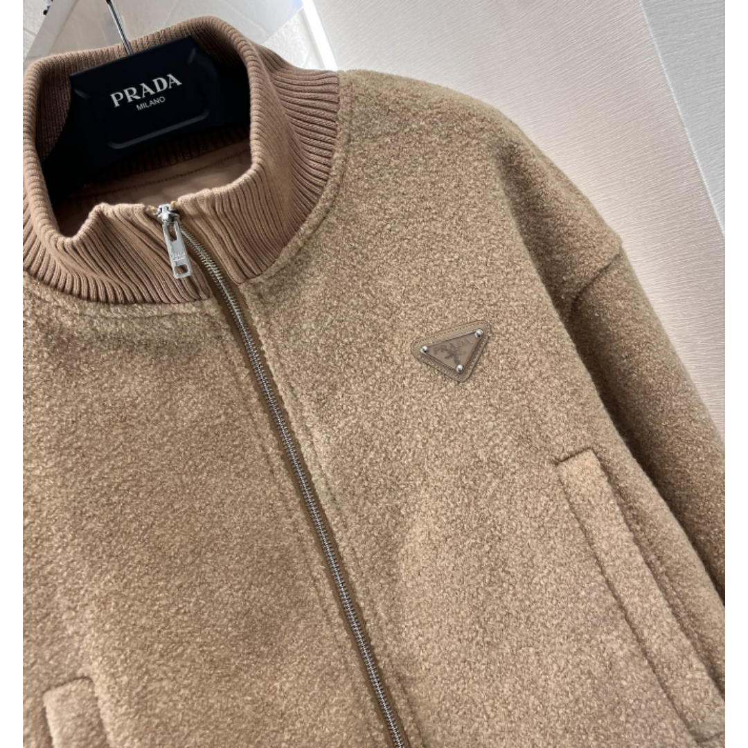 PRADA ブラウン ジッパー付き クロップドジャケット