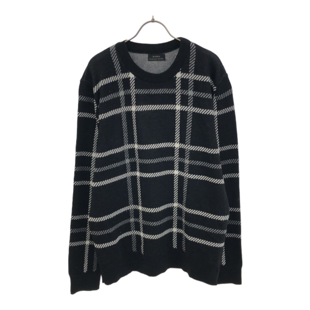 ZARA - ザラ チェック柄 長袖 ニット XL ブラック ZARA セーター ZARA - ザラ チェック柄 長袖 ニット XL ブラック ZARA セーター