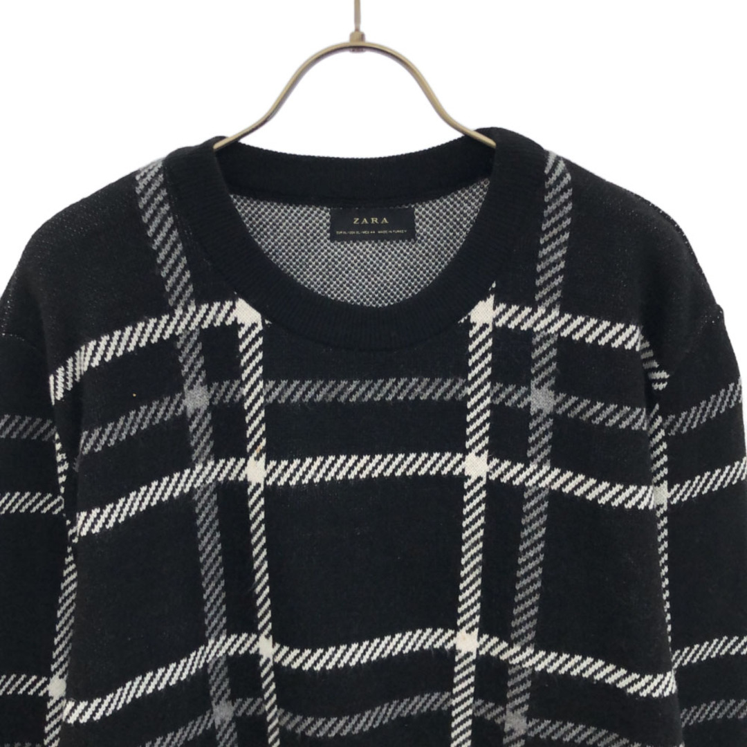 ZARA - ザラ チェック柄 長袖 ニット XL ブラック ZARA セーター ZARA - ザラ チェック柄 長袖 ニット XL ブラック ZARA セーター