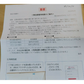 アオキ　株主優待券１式　年末まで　AOKI 　追加可(ショッピング)
