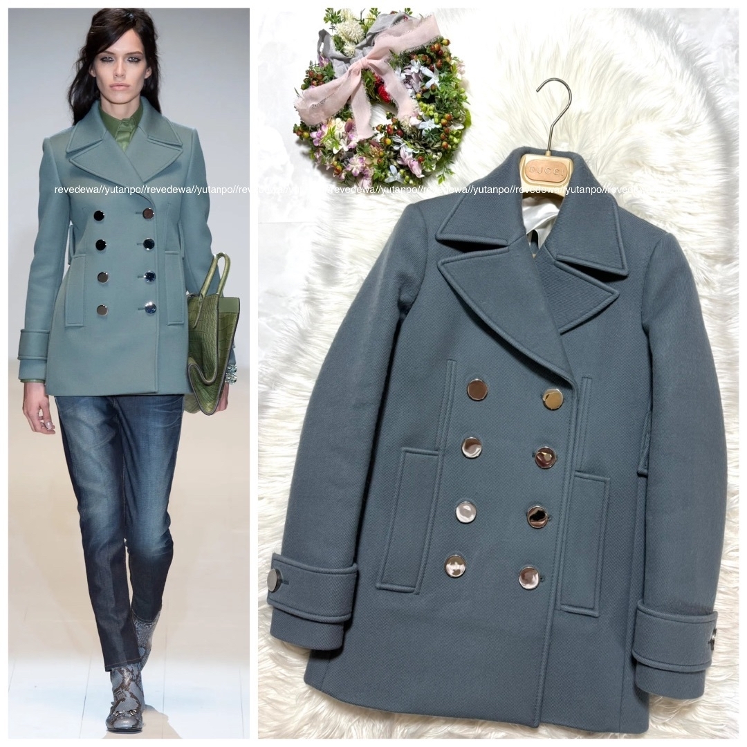 GUCCI - 本物 ランウェイ グッチ 銀ボタン ダブル ジャケット GUCCI - 本物 ランウェイ グッチ 銀ボタン ダブル ジャケット