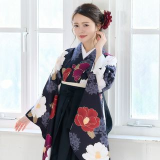 アンダンテ(ANDANTE)の新品袴3点セット 卒業式 小学生 大学生 黒 ブラック 28BK(着物)