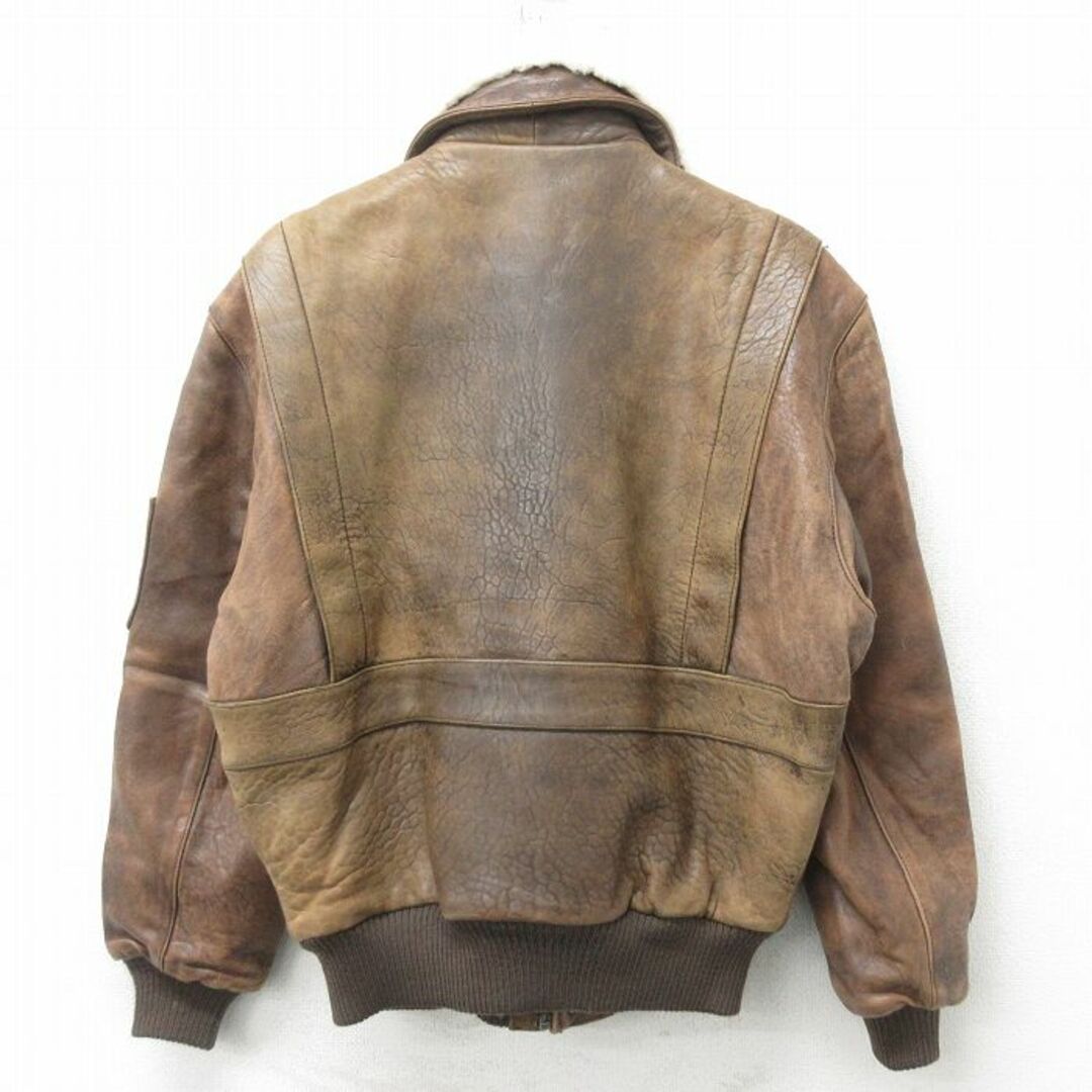 XL☆古着 長袖 レザー ジャケット メンズ 80年代 80s 襟ボア 茶 XL☆古着 長袖 レザー ジャケット メンズ 80年代 80s 襟ボア 茶